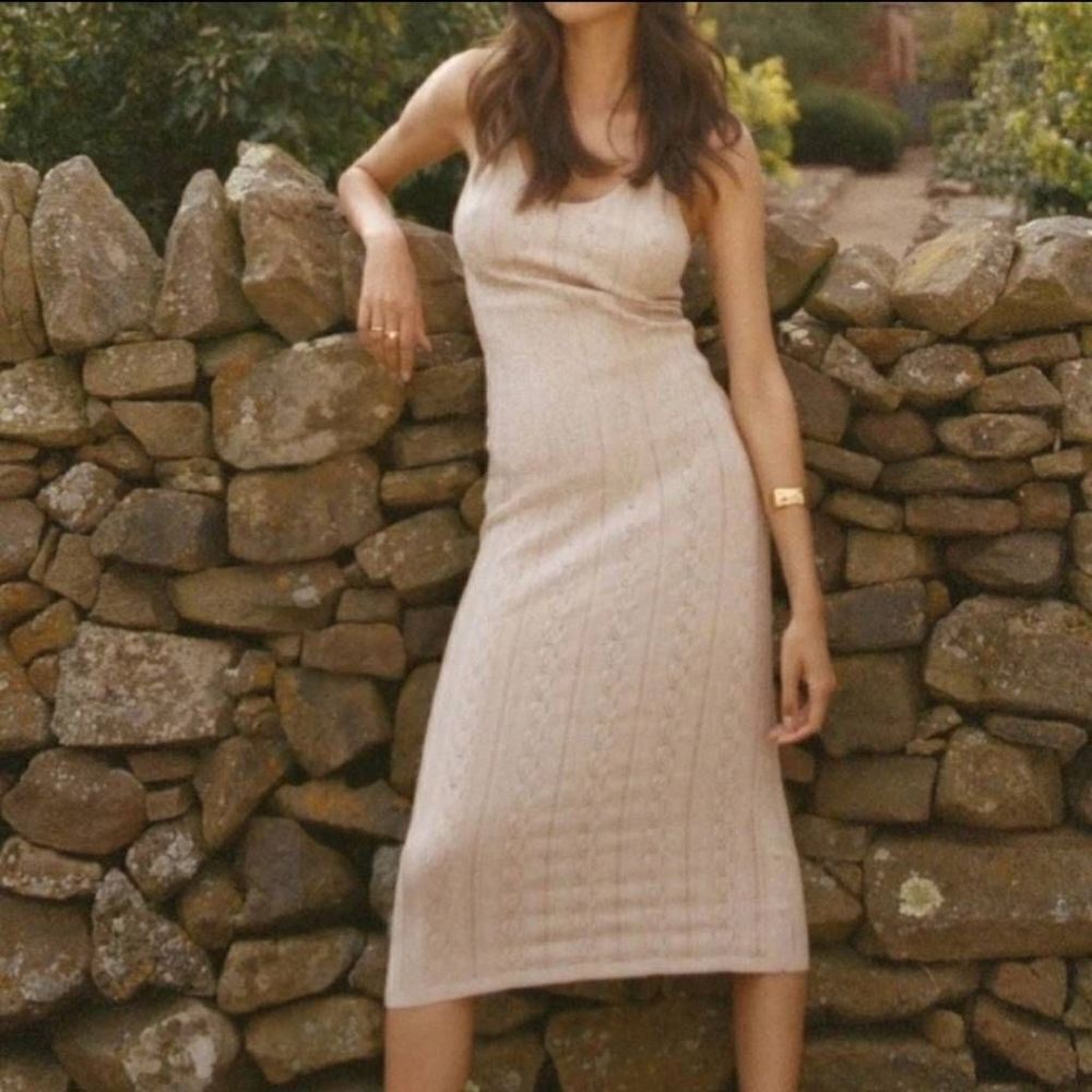 NWT Spell Frenchie Rib Midi Dress in Champagne sz Medium